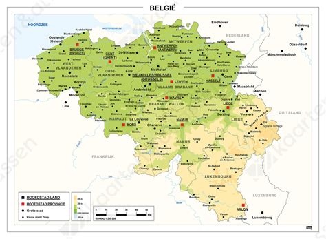 belgie kaart natuurkundig  kaarten en atlassennl