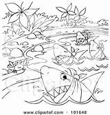 Hungry Sharks Outline Coloring Royalty Clipart Illustration Bannykh Alex Rf 2021 sketch template