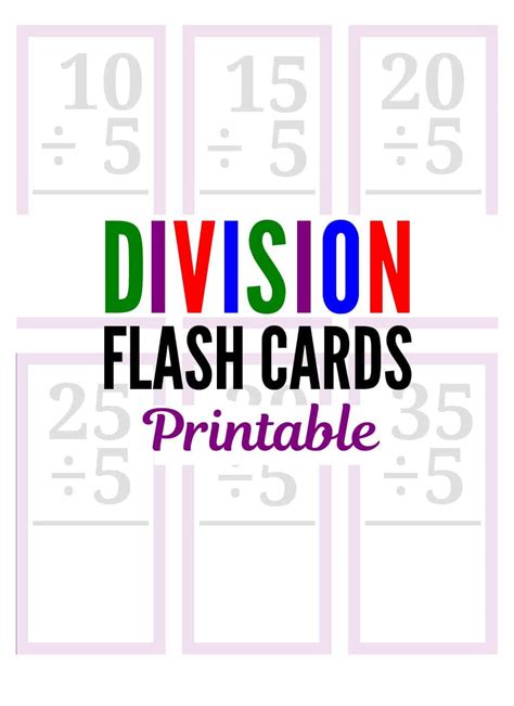 division flash cards hess  academy