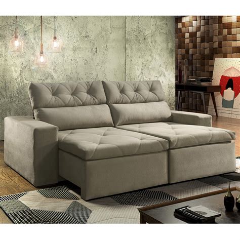 sofa retratil  reclinavel  lugares siena moveis bege madeiramadeira