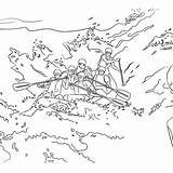 Drawing River Line Rafting Scene Create sketch template