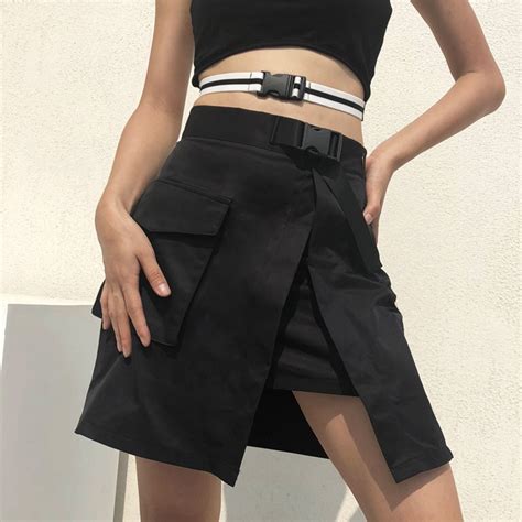 harajuku punk style irregular skirts gothic women asymmetrical high