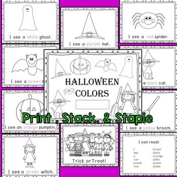 halloween sight word coloring book kindergarten  grade tpt