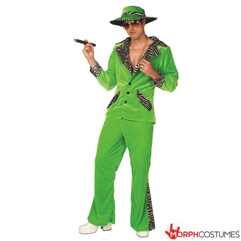 green pimp daddy velvet suit mens 1970s 70s fancy dress costume incl