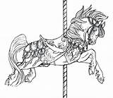 Coloring Horse Carousel Pages Animals Jumping Adults Horses Printable Flying Color Show Drawing Adult Getdrawings Colouring Advanced Book Carosel Animal sketch template