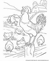 Farm Coloring Pages Life Rooster Barn Scene Printable Scenes Kids Activity Honkingdonkey Color Print Animals Hen Fun sketch template