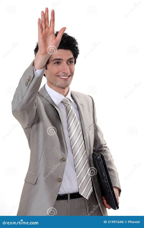 businessman waving stock photo image  hand male