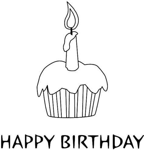 happy birthday candle  delicious cupcake coloring pages netart