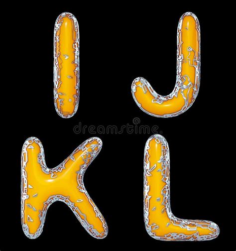 Realistic 3d Letters Set I J K L Made Of Gold Shining Metal Letters