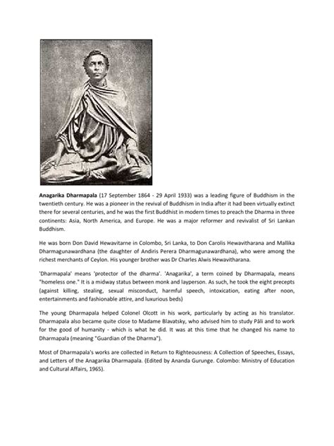 Anagarika Dharmapala Sri Lanka Buddhism