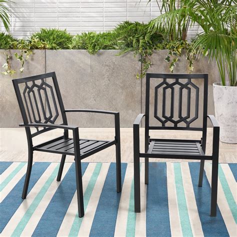 mf studio outdoor chairs set   iron metal dining  lbs weight capacity patio bistro chairs