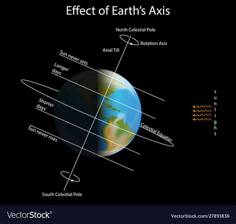 diagram showing effect earth axis royalty  vector image