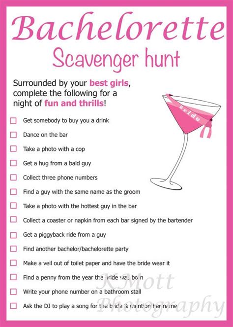 bachelorette scavenger hunt game card by designedincle on etsy m o h
