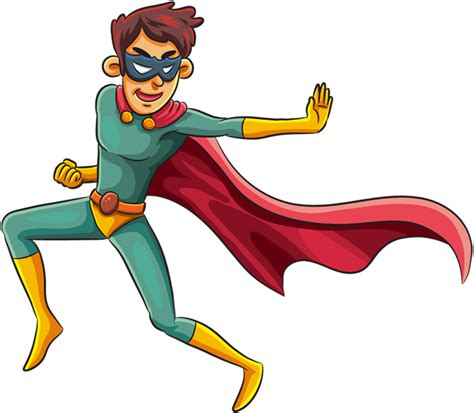 Cartoon Superhero With A Mask In Fighting Pose Free