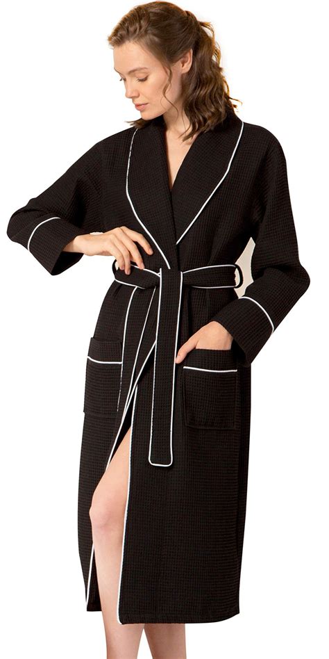 tralilbee women s luxury waffle shawl collar robe with piping