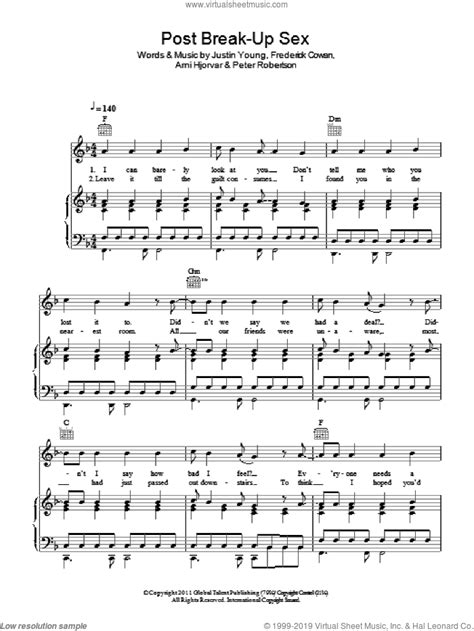 post break up sex sheet music for voice piano or guitar pdf