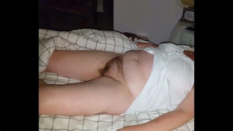 Wife Laying On The Bed With Her Hairy Pussy Exposed Fr