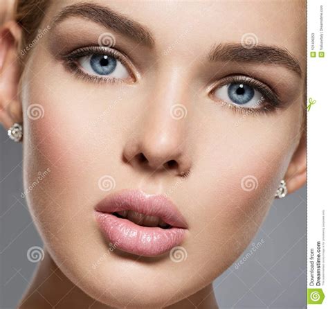 Face Of A Pretty Gorgeous Girl With Blue Eyes Stock Image