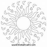 Mandala Coloring Sun Moon Stars Pages sketch template