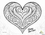 Coloring Pages Heart Hearts Adults Adult Printable Detailed Fire Roses Gothic Abstract Wings Drawings Color Valentine Print Clipart Colouring Sheets sketch template