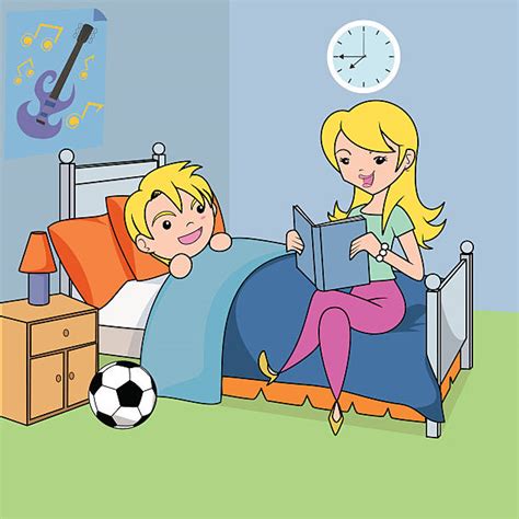 mother reading a bedtime story illustrations royalty free vector