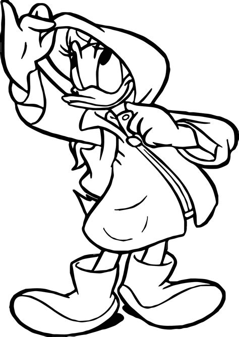 cool daisy duck dress raincoat coloring page disney coloring pages