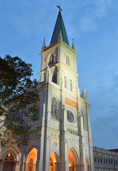 chijmes cathedral  singapore stock photo image  culture tower