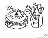 Colorare Panino Patatine Cibo Immagini Kawaii Disegni Disegnidacolorareonline Alimenti sketch template