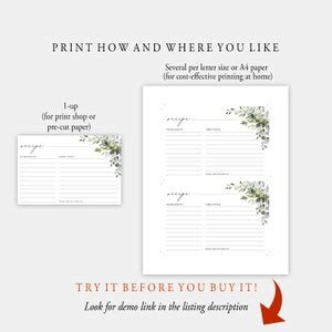 editable recipe card template instant  greenery etsy