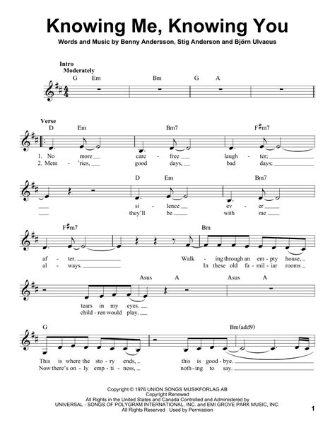 knowing me knowing you sheet music abba pro vocal