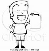 Boy Card Report Clipart Little Holding Cartoon Presenting Grinning Blank Coloring Vector Pride Cory Thoman Outlined Smart His School Illustration sketch template