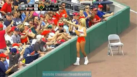 sexy hooters girl throws ball to the crowd youtube