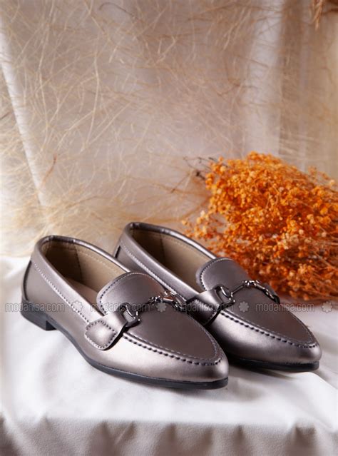 flat casual silver casual shoes