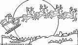 Santa Reindeer Coloring Pages Drawing Sleigh Flying Printable His Christmas Claus Getcolorings Color Paintingvalley sketch template