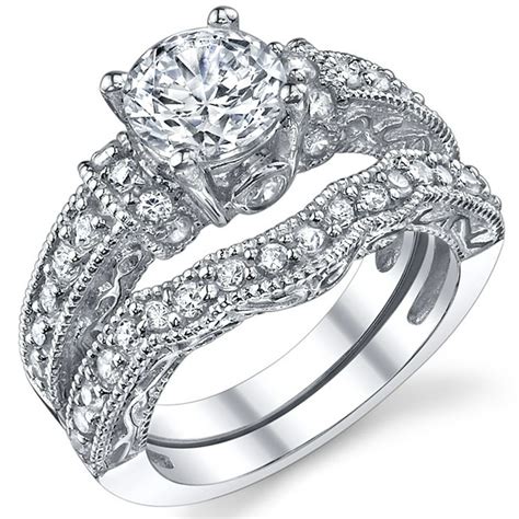 ringwright  womens  carat solid sterling silver wedding engagement ring set bridal