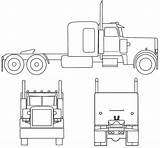 Peterbilt Truck Semi Coloring Drawing Sketch Blueprints Pages Trucks Blueprint Outline Front Side Kenworth W900 Brinquedo Template Big Madeira Drawings sketch template