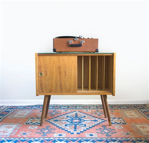 vintage record cabinet mid century modern vinyl storage