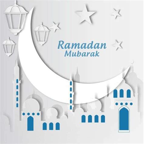 ramadan mubarak paper cut   moon  mosque  vector art