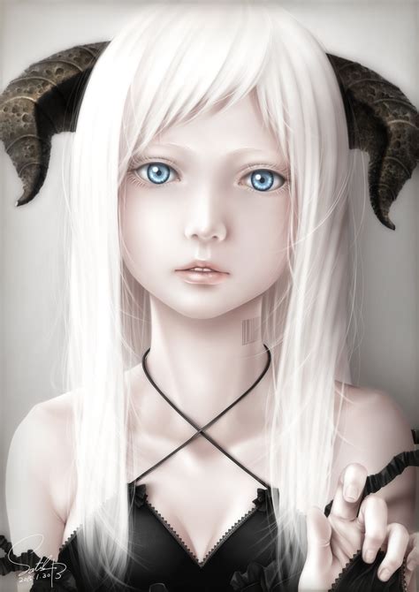Anime Woman White Hair Blue Eyes