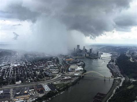 microburst captured  downtown pittsburgh  earth