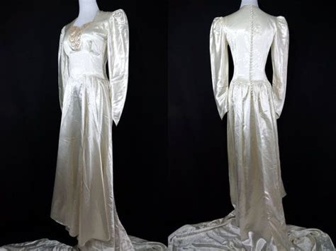 1940s wedding gown romantic liquid satin and by reitapievintage 150