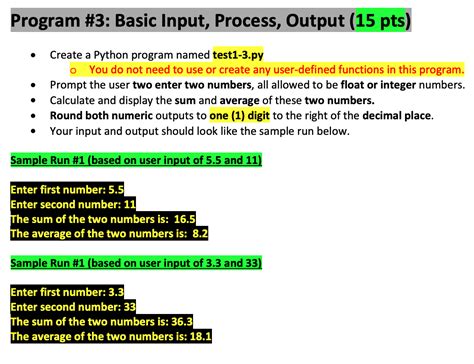 solved program  basic input process output  pts  cheggcom