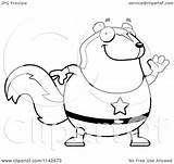 Waving Chubby Skunk Super Clipart Cartoon Outlined Coloring Vector Thoman Cory Royalty sketch template