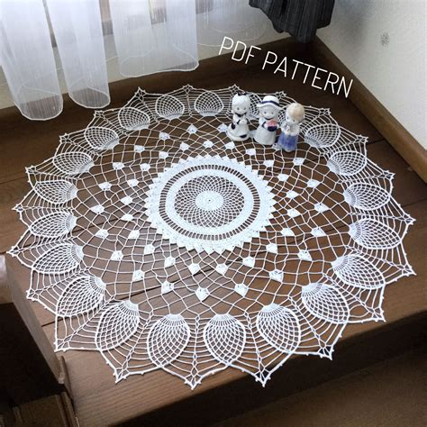 pineapple doily crochet pattern digital instant  tutorial