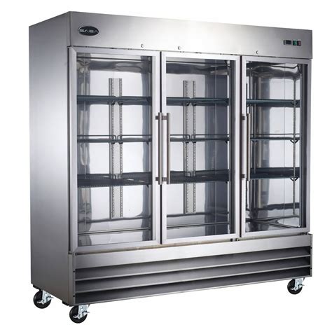heavy duty commercial  cu ft stainless steel glass door reach  refrigerator  door
