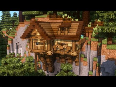 minecraft   build  wooden cliffside house tutorial youtube minecraft cottage cute