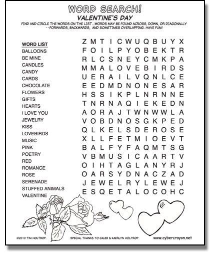 preview  word search valentines day school holiday ideas