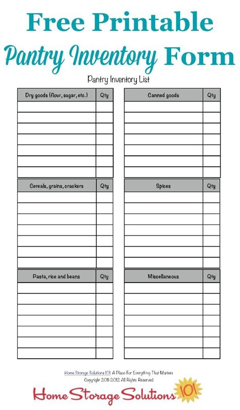 printable pantry list   inventory  stay organized