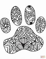 Zentangle Coloring Cat Paw Print Pages Printable Adults Cats Books Drawing Colorings sketch template