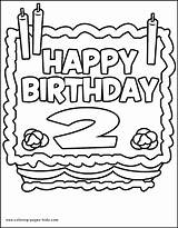 Birthday Coloring Pages 2nd Color Printable Holiday Happy Cake Kids Old Sheets Sheet Two Season Year Birthdays Google Party Years sketch template